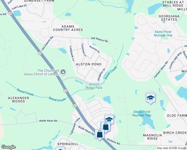 map of restaurants, bars, coffee shops, grocery stores, and more near 2424 Fiddich Lane in Fuquay Varina