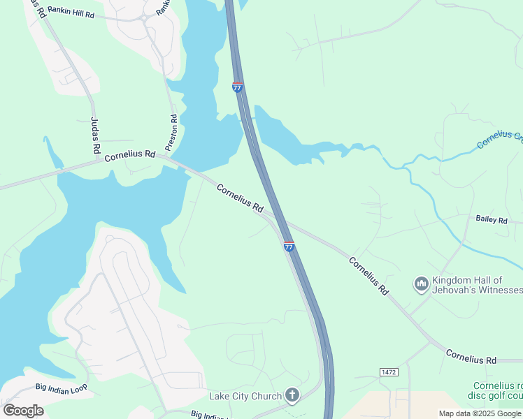 map of restaurants, bars, coffee shops, grocery stores, and more near Cornelius Road in Mooresville