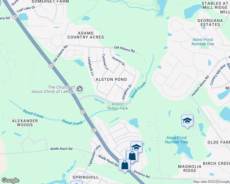 map of restaurants, bars, coffee shops, grocery stores, and more near 2424 Fiddich Lane in Fuquay Varina