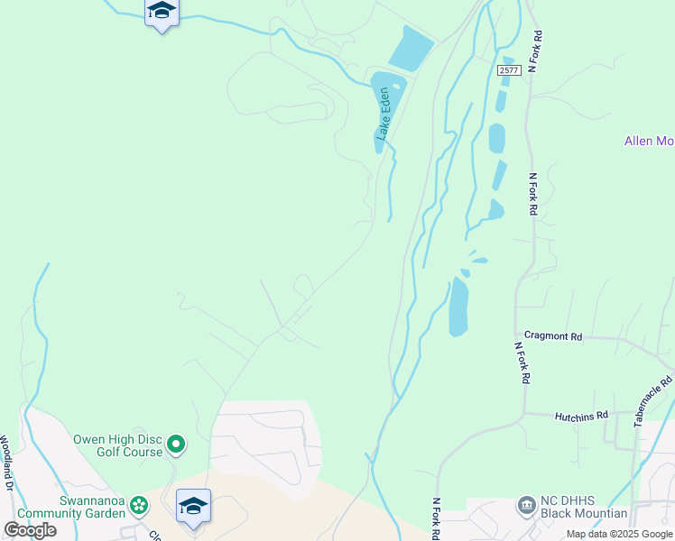 map of restaurants, bars, coffee shops, grocery stores, and more near Lake Eden Road in Black Mountain