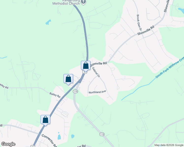 map of restaurants, bars, coffee shops, grocery stores, and more near 112 Gabriel Drive in Mooresville