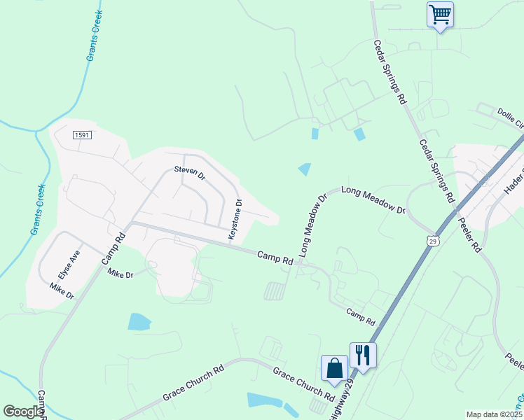 map of restaurants, bars, coffee shops, grocery stores, and more near 155 Fallsworth Court in Salisbury