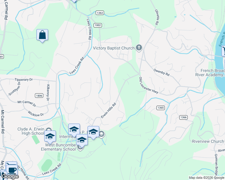 map of restaurants, bars, coffee shops, grocery stores, and more near 37 South Willow Brook Drive in Asheville
