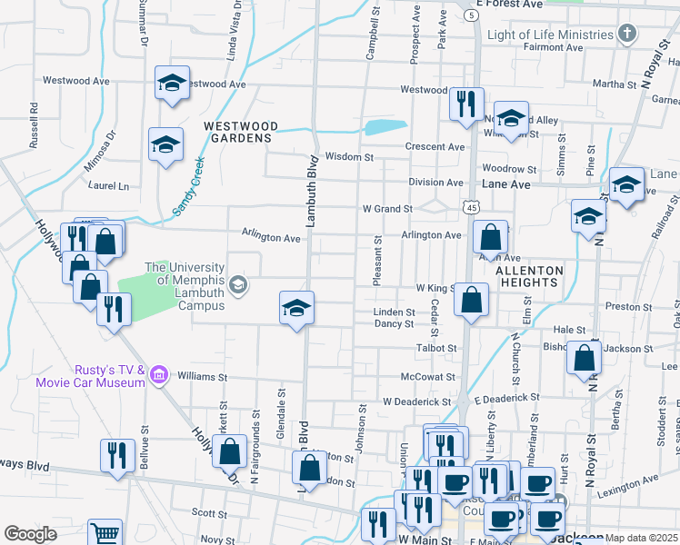 map of restaurants, bars, coffee shops, grocery stores, and more near 420 Princeton Street in Jackson