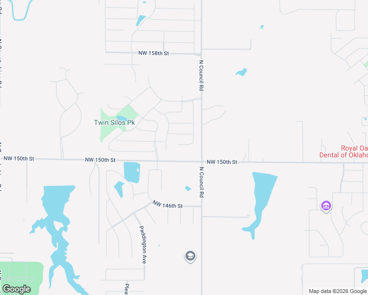 map of restaurants, bars, coffee shops, grocery stores, and more near 15124 North Council Road in Edmond