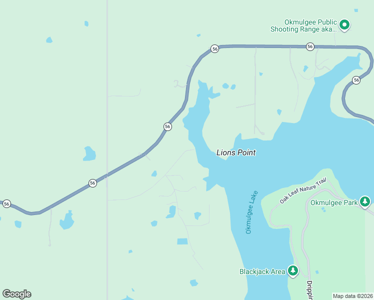 map of restaurants, bars, coffee shops, grocery stores, and more near 6398 Acacia Road in Okmulgee