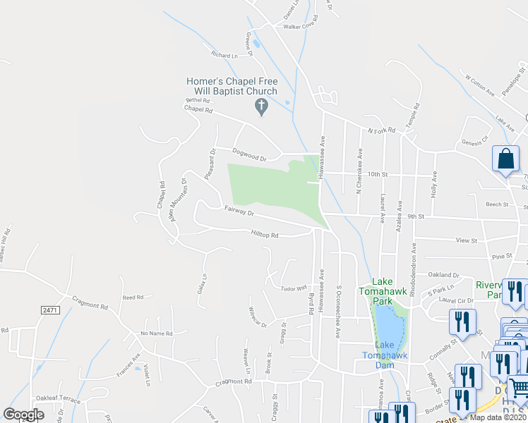 map of restaurants, bars, coffee shops, grocery stores, and more near 116 Fairway Drive in Black Mountain