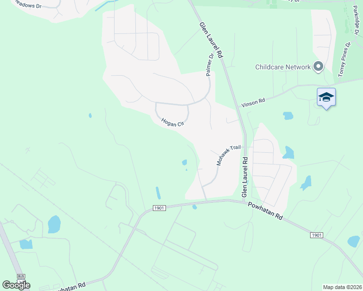 map of restaurants, bars, coffee shops, grocery stores, and more near 225 Mohican Trail in Clayton
