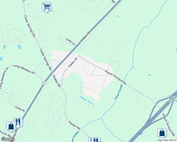 map of restaurants, bars, coffee shops, grocery stores, and more near 4170 Ridge Street in Salisbury
