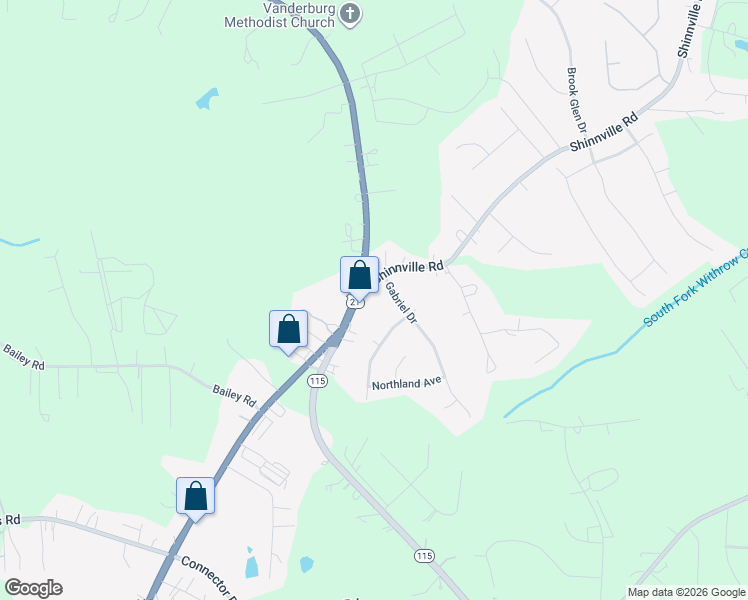map of restaurants, bars, coffee shops, grocery stores, and more near 112 Gabriel Drive in Mooresville