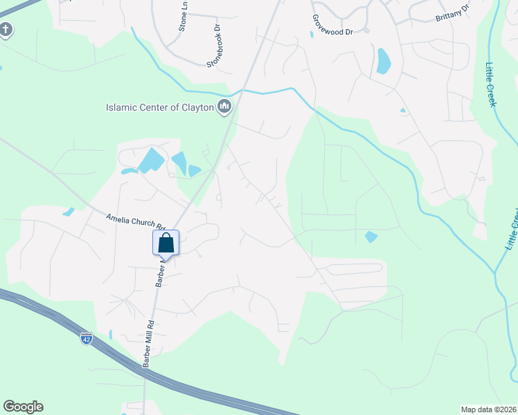map of restaurants, bars, coffee shops, grocery stores, and more near 216 Country Lane in Clayton