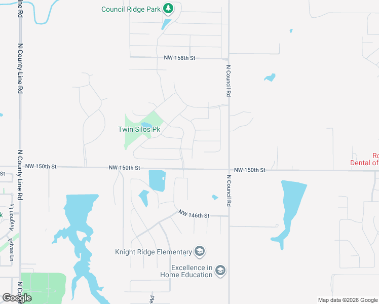 map of restaurants, bars, coffee shops, grocery stores, and more near 8305 Northwest 151st Street in Edmond