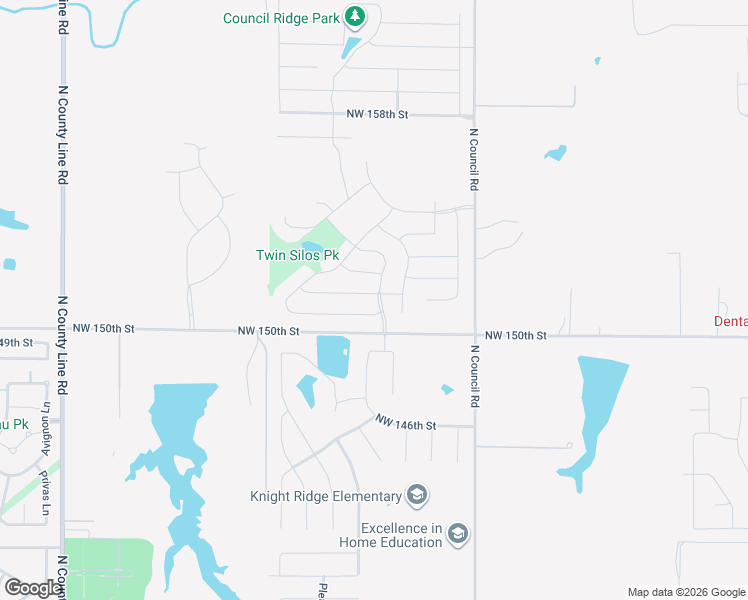 map of restaurants, bars, coffee shops, grocery stores, and more near 8201 Northwest 151st Terrace in Oklahoma City