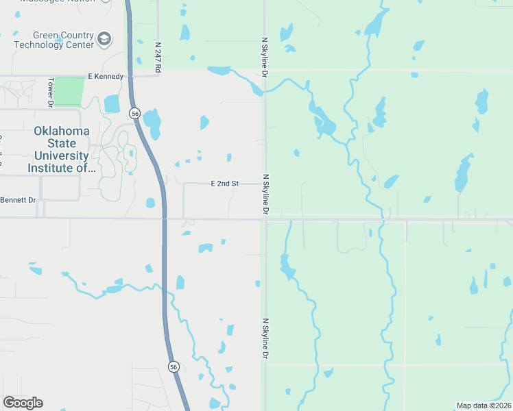 map of restaurants, bars, coffee shops, grocery stores, and more near 15955 North Skyline Drive in Okmulgee