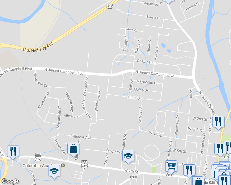 map of restaurants, bars, coffee shops, grocery stores, and more near 214 Clinch Drive in Columbia