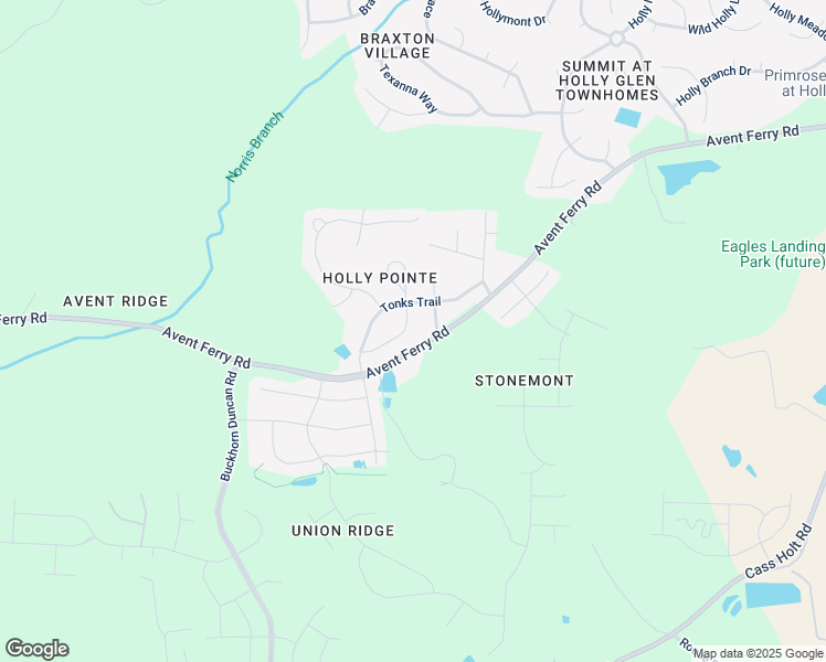 map of restaurants, bars, coffee shops, grocery stores, and more near 217 Pointe Park Circle in Holly Springs