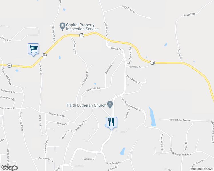 map of restaurants, bars, coffee shops, grocery stores, and more near 145 Diamond Lane in Fairfield Bay