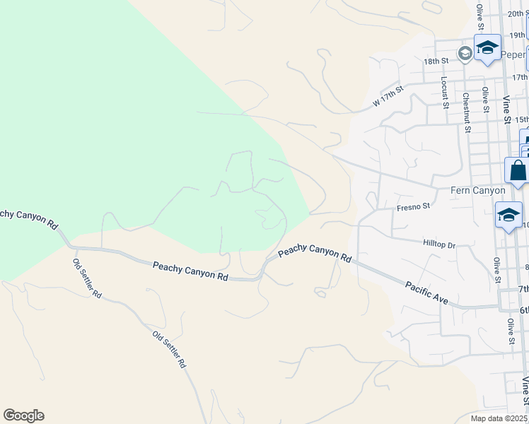 map of restaurants, bars, coffee shops, grocery stores, and more near 1140 Old Peachy Canyon Road in Paso Robles
