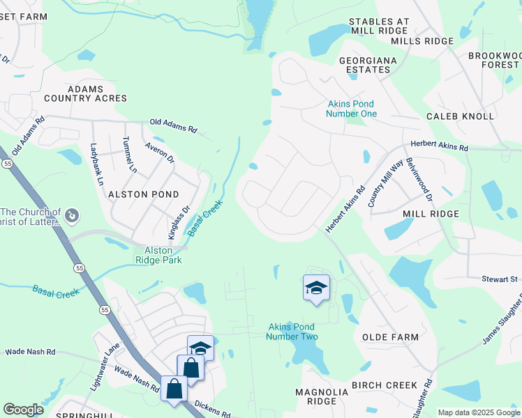 map of restaurants, bars, coffee shops, grocery stores, and more near 2300 Plowridge Road in Fuquay-Varina