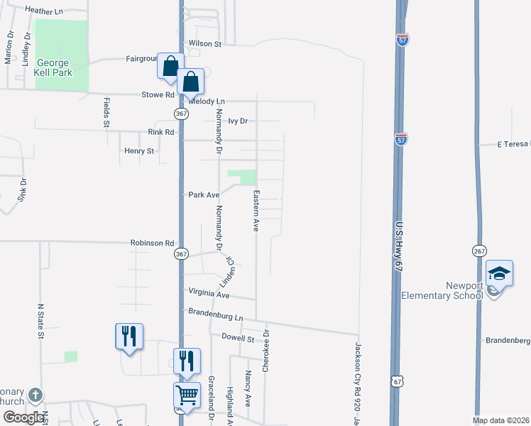 map of restaurants, bars, coffee shops, grocery stores, and more near 2905 Minor Drive in Newport