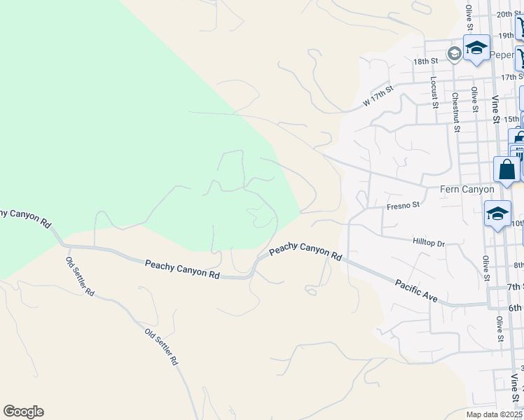 map of restaurants, bars, coffee shops, grocery stores, and more near 1140 Old Peachy Canyon Road in Paso Robles