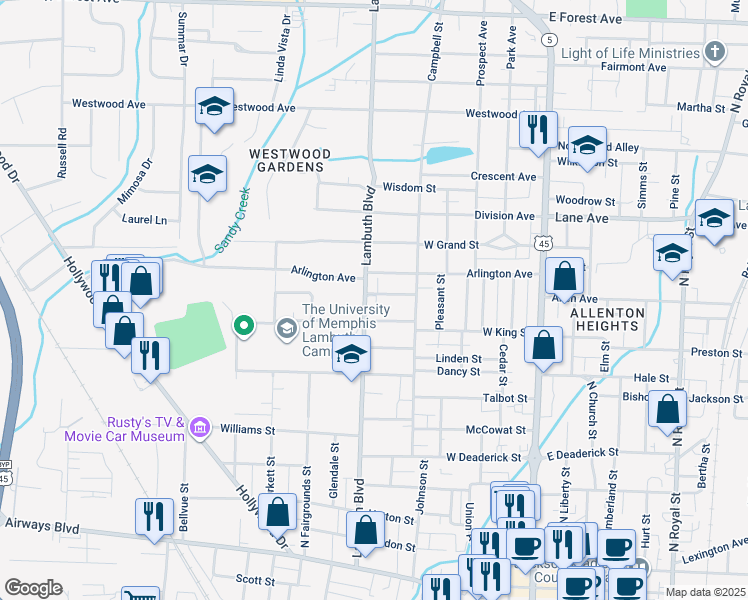 map of restaurants, bars, coffee shops, grocery stores, and more near 420 Princeton Street in Jackson