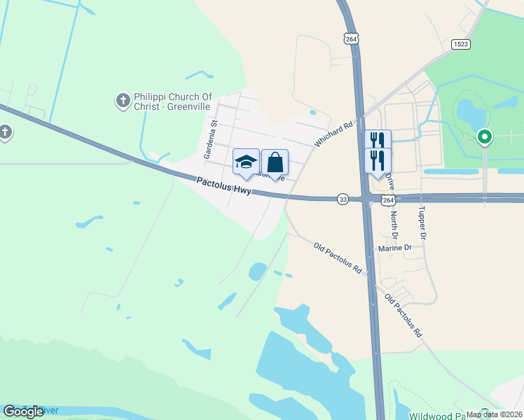 map of restaurants, bars, coffee shops, grocery stores, and more near 3501-3637 Cedar Drive in Greenville