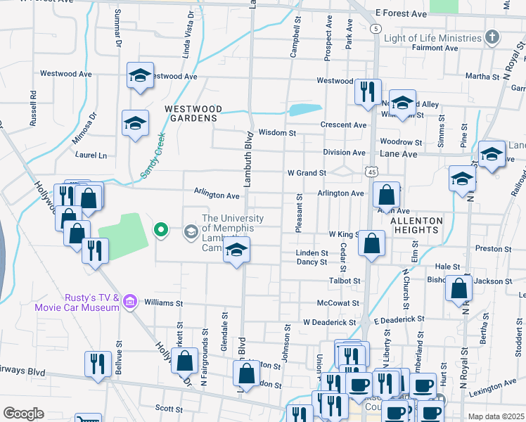 map of restaurants, bars, coffee shops, grocery stores, and more near 420 Princeton Street in Jackson
