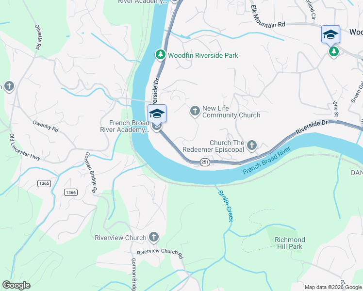map of restaurants, bars, coffee shops, grocery stores, and more near 119 New Life Drive in Asheville