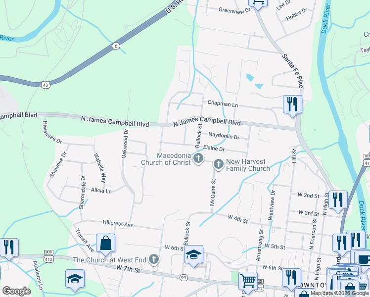 map of restaurants, bars, coffee shops, grocery stores, and more near 202 Clinch Drive in Columbia