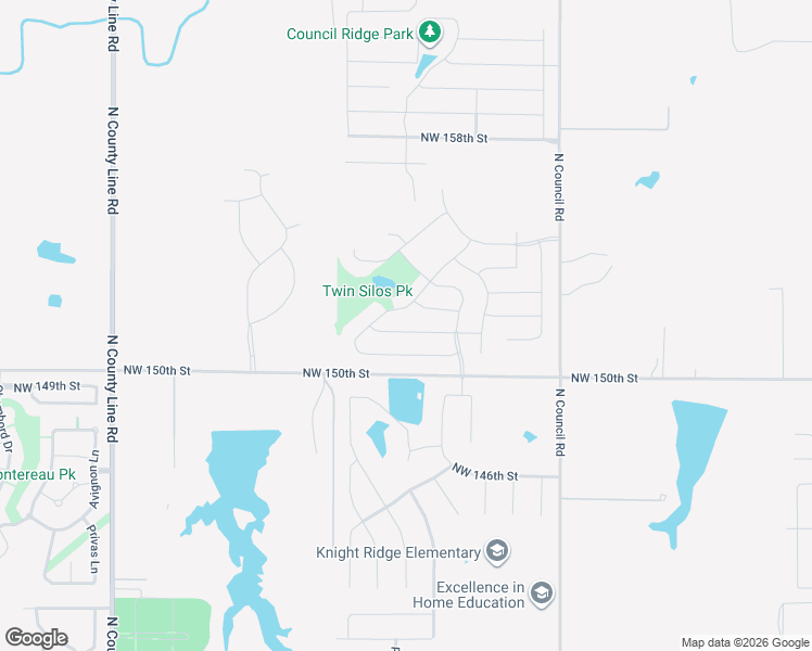 map of restaurants, bars, coffee shops, grocery stores, and more near 8305 Northwest 151st Street in Edmond
