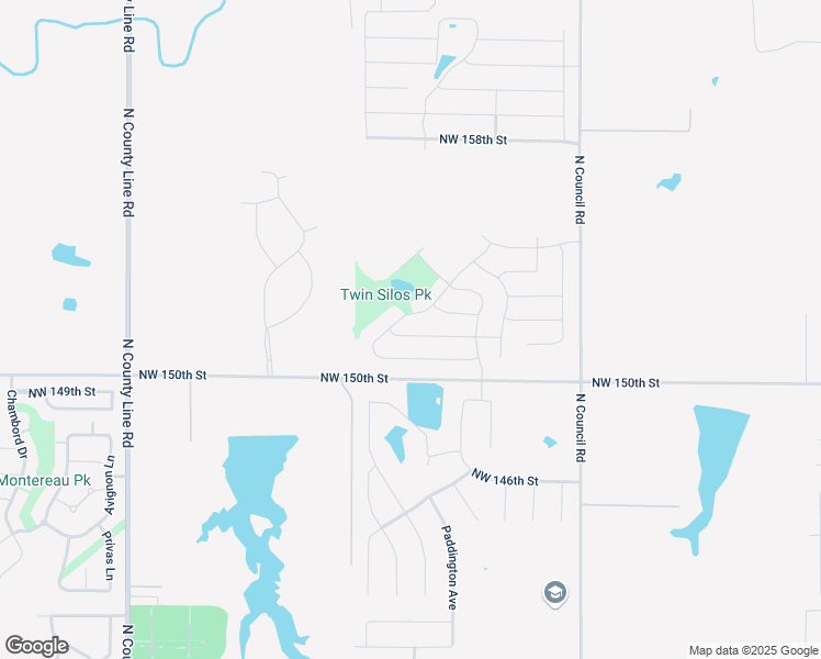map of restaurants, bars, coffee shops, grocery stores, and more near 8328 Northwest 151st Terrace in Edmond