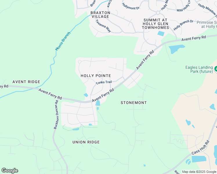 map of restaurants, bars, coffee shops, grocery stores, and more near 217 Pointe Park Circle in Holly Springs