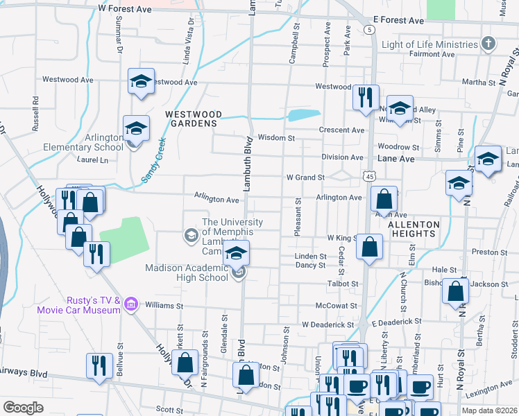 map of restaurants, bars, coffee shops, grocery stores, and more near 420 Princeton Street in Jackson