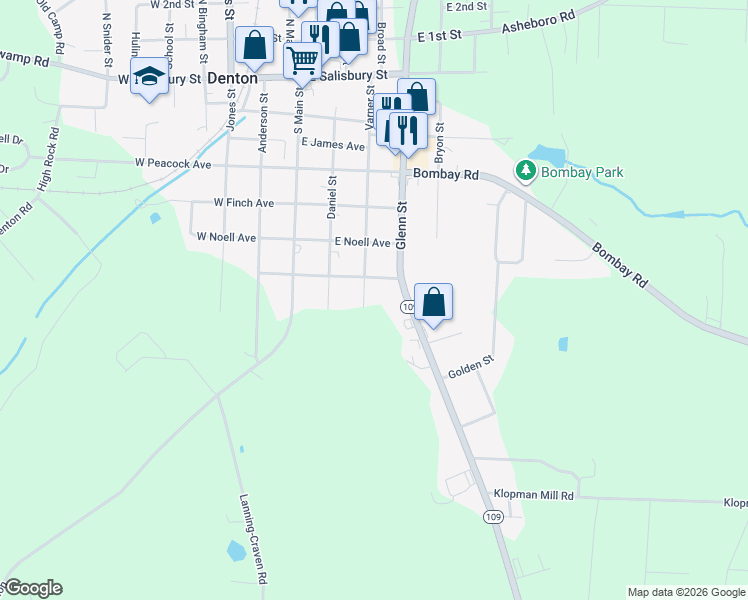 map of restaurants, bars, coffee shops, grocery stores, and more near 531 Varner Street in Denton