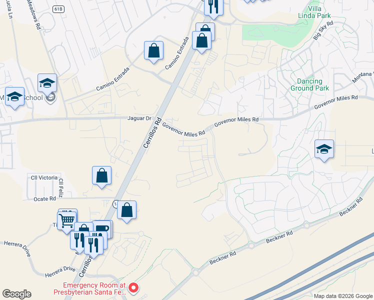 map of restaurants, bars, coffee shops, grocery stores, and more near in Santa Fe