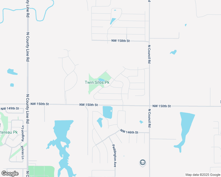 map of restaurants, bars, coffee shops, grocery stores, and more near 8209 Northwest 152nd Terrace in Edmond