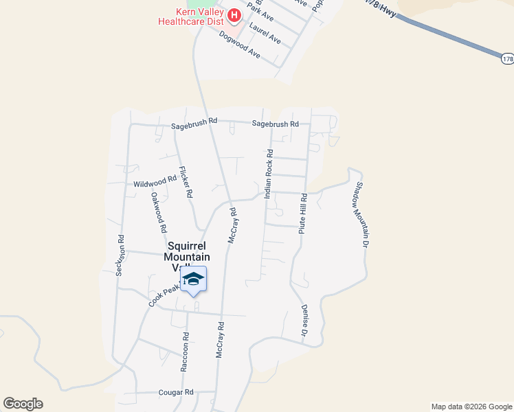 map of restaurants, bars, coffee shops, grocery stores, and more near 6505 Cook Peak Road in Lake Isabella