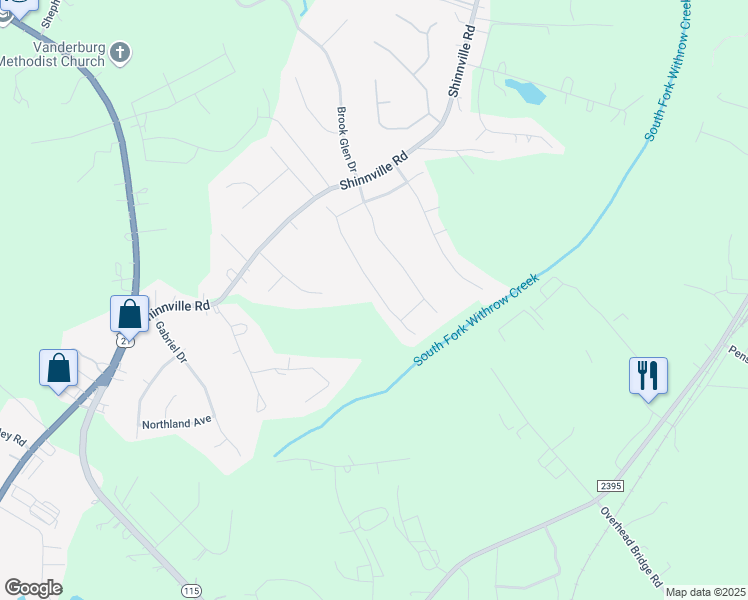 map of restaurants, bars, coffee shops, grocery stores, and more near 174 Sassafras Road in Mooresville
