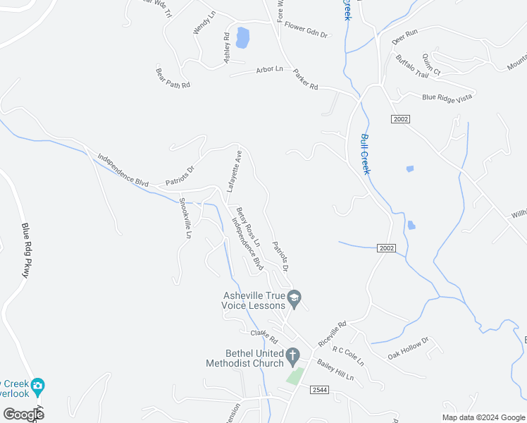 map of restaurants, bars, coffee shops, grocery stores, and more near Patriots Drive in Asheville