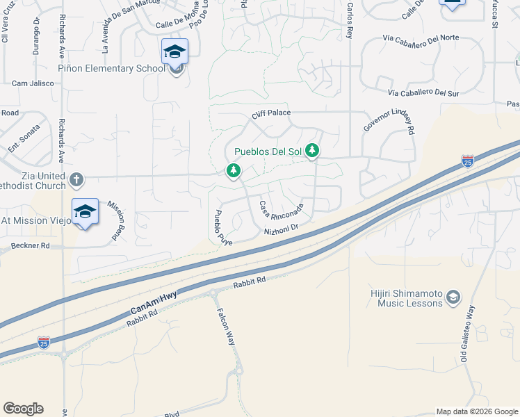 map of restaurants, bars, coffee shops, grocery stores, and more near 3277 Casa Rinconada in Santa Fe