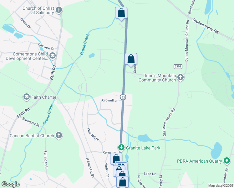 map of restaurants, bars, coffee shops, grocery stores, and more near 809 North Salisbury Avenue in Spencer