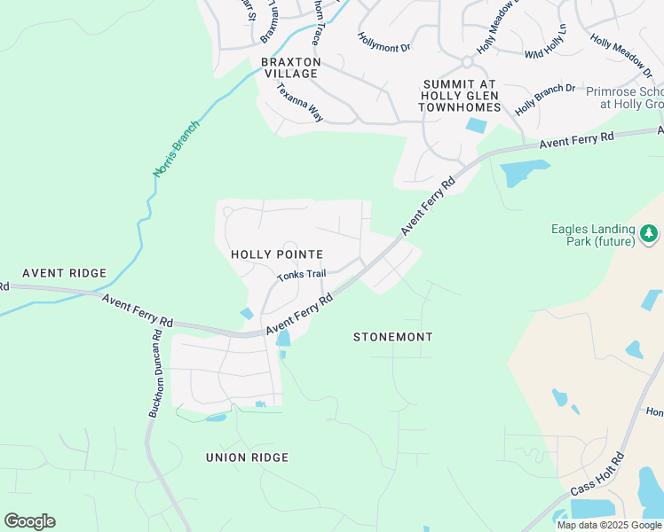 map of restaurants, bars, coffee shops, grocery stores, and more near 116 Tonks Trail in Holly Springs