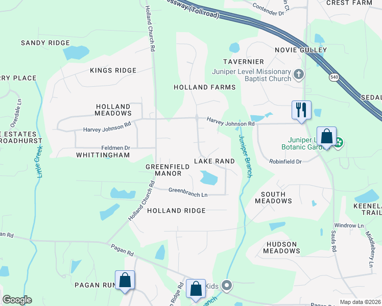 map of restaurants, bars, coffee shops, grocery stores, and more near 1104 Danesfield Court in Raleigh