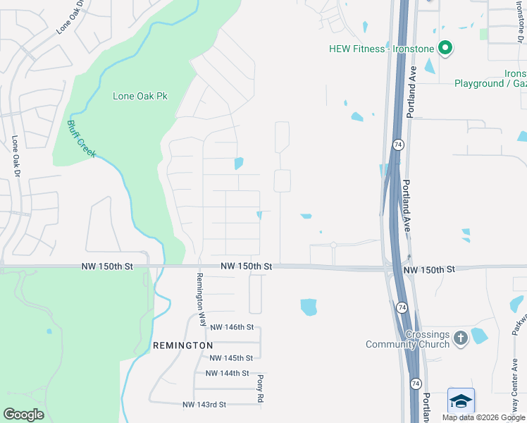map of restaurants, bars, coffee shops, grocery stores, and more near 15316 Hill Branch Road in Edmond