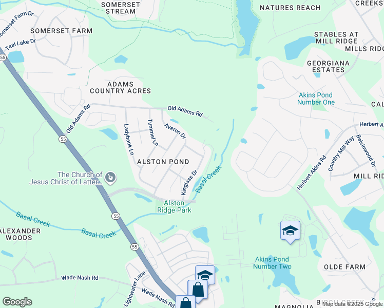 map of restaurants, bars, coffee shops, grocery stores, and more near 818 Downfield Lane in Fuquay-Varina