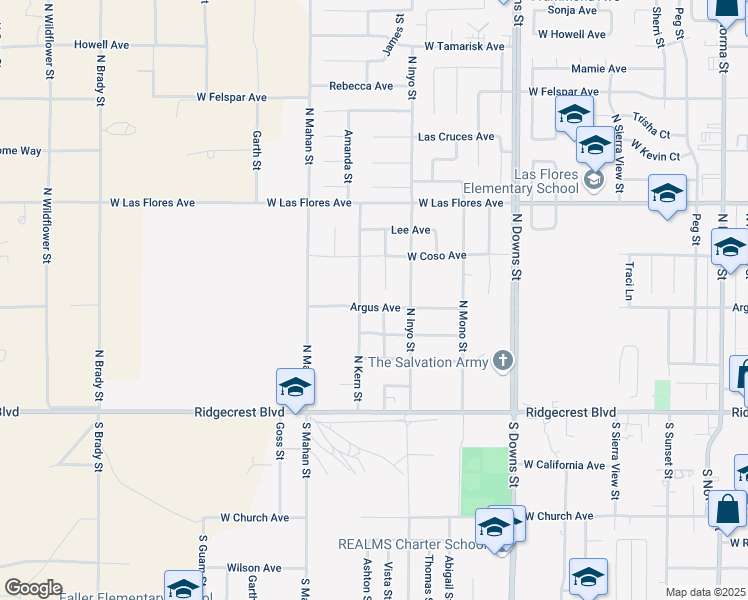 map of restaurants, bars, coffee shops, grocery stores, and more near 1132 Argus Avenue in Ridgecrest