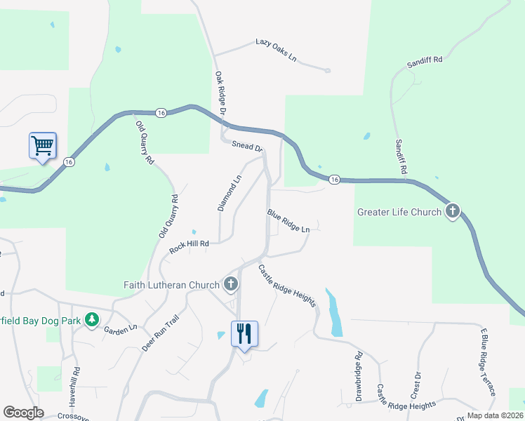 map of restaurants, bars, coffee shops, grocery stores, and more near 204 Snead Drive in Fairfield Bay