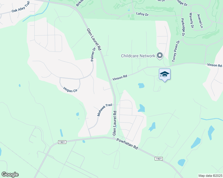 map of restaurants, bars, coffee shops, grocery stores, and more near 407 Glen Laurel Road in Clayton