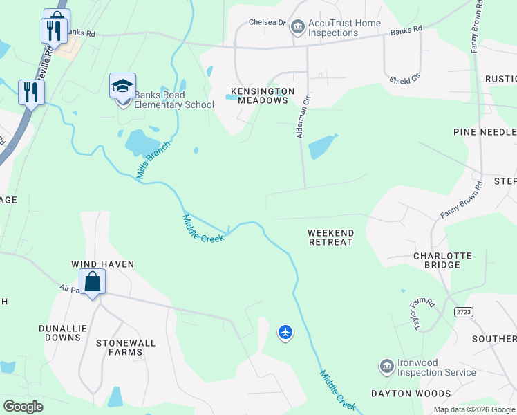map of restaurants, bars, coffee shops, grocery stores, and more near 1423 Alderman Circle in Raleigh